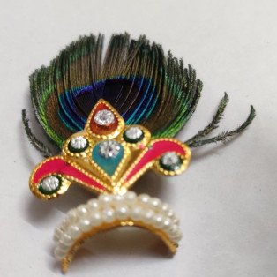 ladoo gopal peacock feather metal mukut (Set of 2)