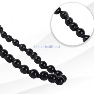 Black Hakik Mala (Length 14.5 Inch) With Gomukhi Jaap Pouch (Weight 34 Gm) by IndianJadiBooti (5.7mm beads) Black Hakik Mala (Length 14.5 Inch) With Gomukhi Jaap Pouch (Weight 34 Gm) by IndianJadiBooti (5.7mm beads)