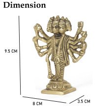 Brass Panchmukhi Hanuman Idol (Length 3*Width 8*Height 9.5 Cm) (Weight 224 Gm) by IndianJadiBooti