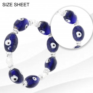 Blue Turkish Evil Eye Charm Gemstone Bracelet Set Of 2 ( Size 8 Cm)  Flexible by IndianJadiBooti  Beads size 12.8 mm Blue Turkish Evil Eye Charm Gemstone Bracelet Set Of 2 ( Size 8 Cm)  Flexible by IndianJadiBooti  Beads size 12.8 mm