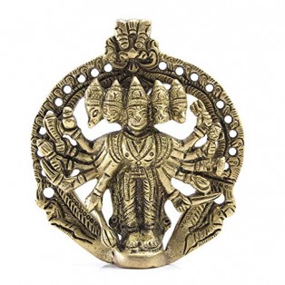 Brass Panchmukhi Hanuman Wall Hanging (Length 9 * Width 2* Height 11 Cm) (Weight 298 Gm) by IndianJadiBooti Brass Panchmukhi Hanuman Wall Hanging (Length 9 * Width 2* Height 11 Cm) (Weight 298 Gm) by IndianJadiBooti
