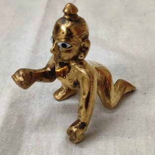 Laddu Gopal Brass Idol [Size 1] (Length 8* Width 4 Cm) (Weight 130-145 Gm) by IndianJadiBooti