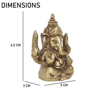 Brass Ganesh Sitting Idol by IndianJadiBooti Height 6.5 CM, width 3 Cm ,Weight 135 Gm