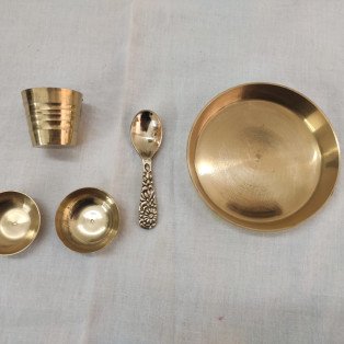 Laddu Gopal Ji Brass Heavy Bhog Thali Set (Diameter10 Cm) ( Weight 80.8 Gm ] by IndianJadiBooti