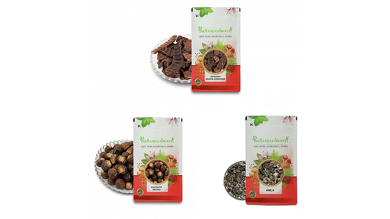Benefits of Amla - Reetha - Shikakai Pack [ Reetha-100Gm - Amla-100Gm - Shikakai-100Gm ]