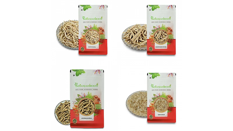 Benefits of Body Building and Strength Pack [SafedMusli-100Gm - Shatavari-100Gm - Gum Kikar-100Gm - Ashwagandha-100Gm ]