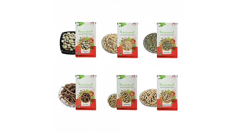 Benefits of Men Vigour Pack [Ashwagandha-100g, Safed Musli-100g, Akarkara-50g, Shatavari White-50g,Chhota Gokhru-100g, Kaunch Beej Safed-100g]