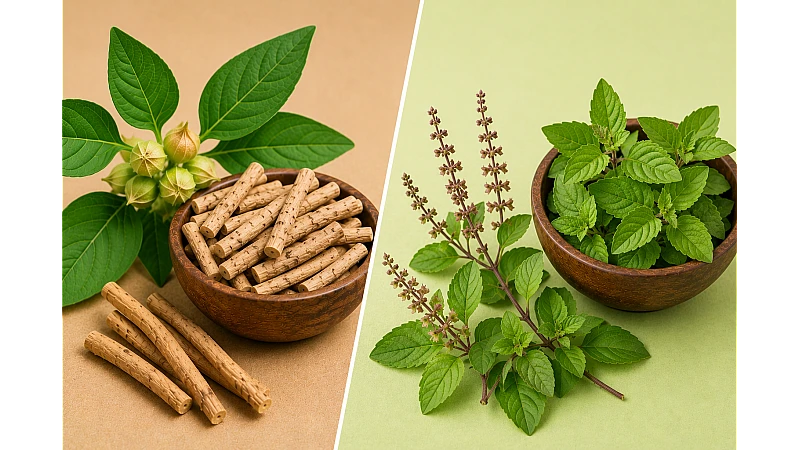 Ashwagandha vs Tulsi: Benefits, Uses, Safety & Which Is Better?